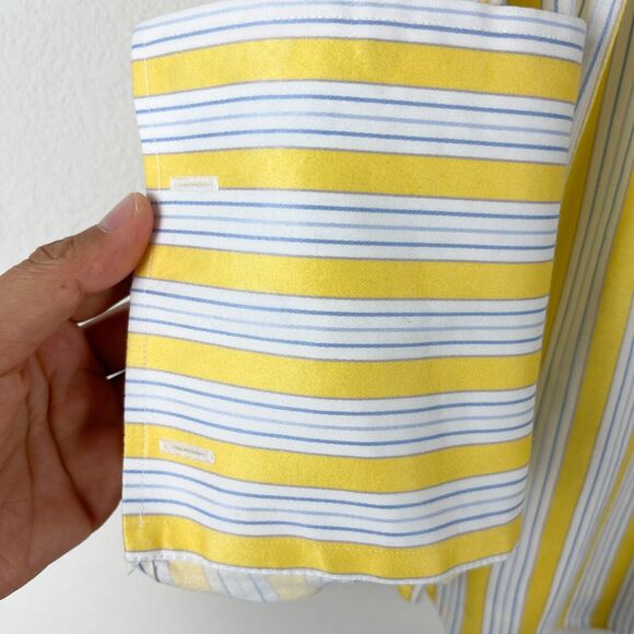 Robert Graham Embroidered Shirt Mens Small Yellow Striped Button Down Flip Cuff - Picture 14 of 16